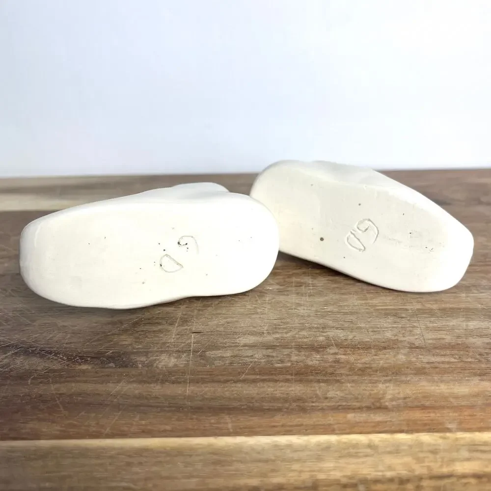 Pair of Vintage Ceramic Baby Shoes Bootie Planter Nursery Decor Creamy White